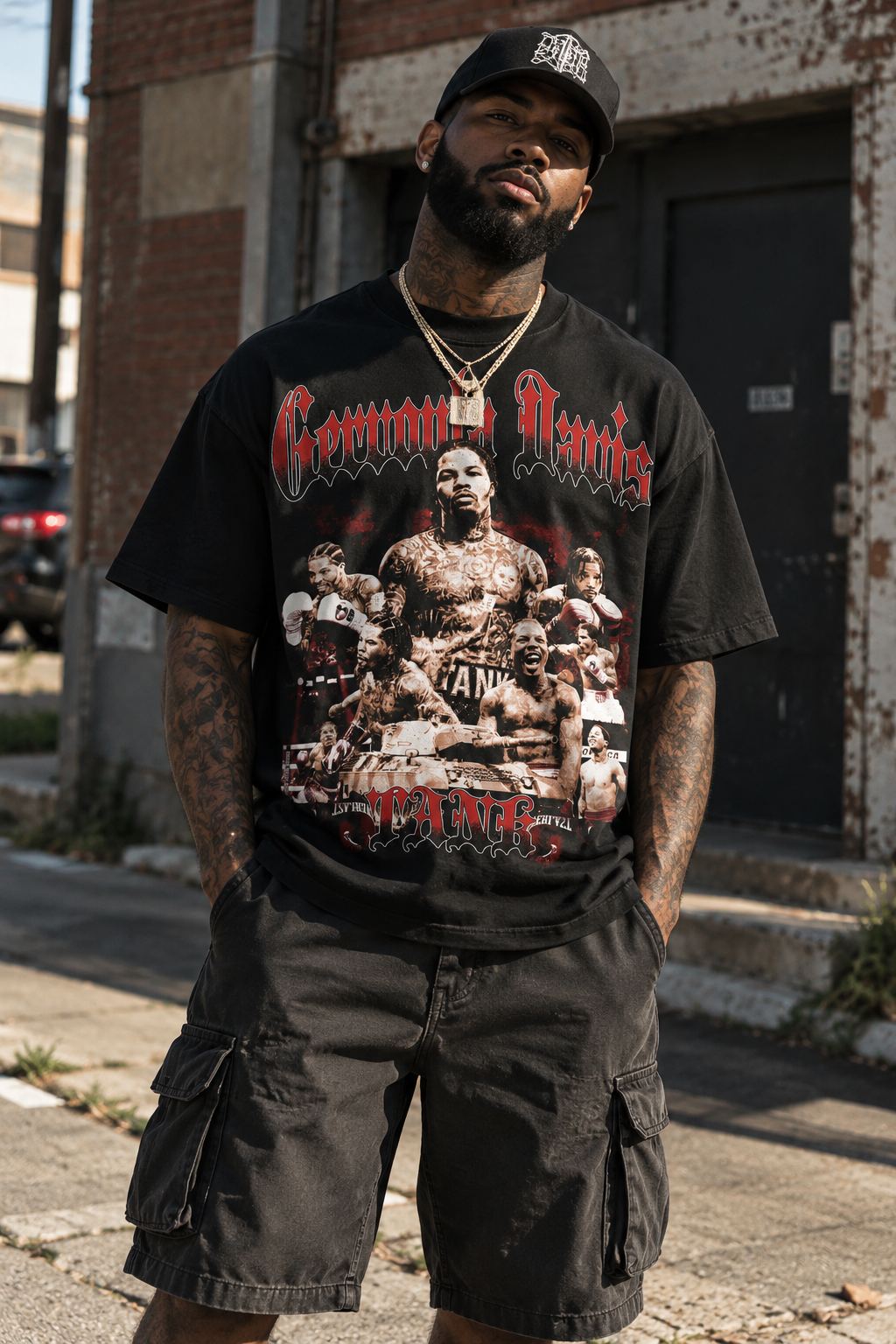 CRIMSON CROWN HEAVYWEIGHT TEE - BLACK